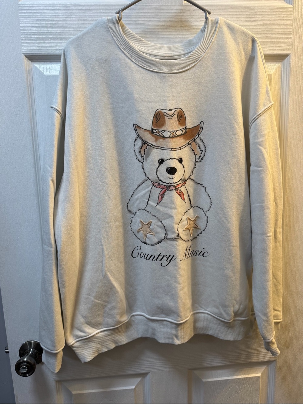 Cream 'Country Music' Teddy Graphic Sweatshirt - Women’s Crewneck